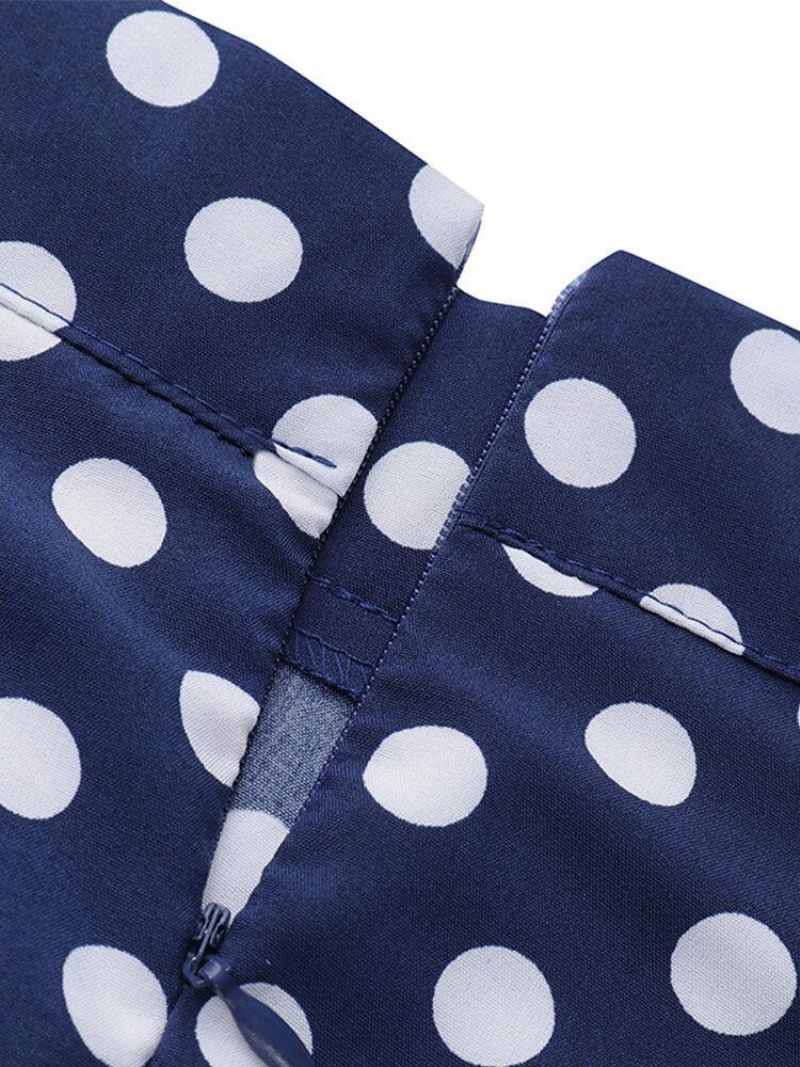 Kvinder Polka Dot Print Løse Store Swing Sidelommer Casual Lang Nederdel