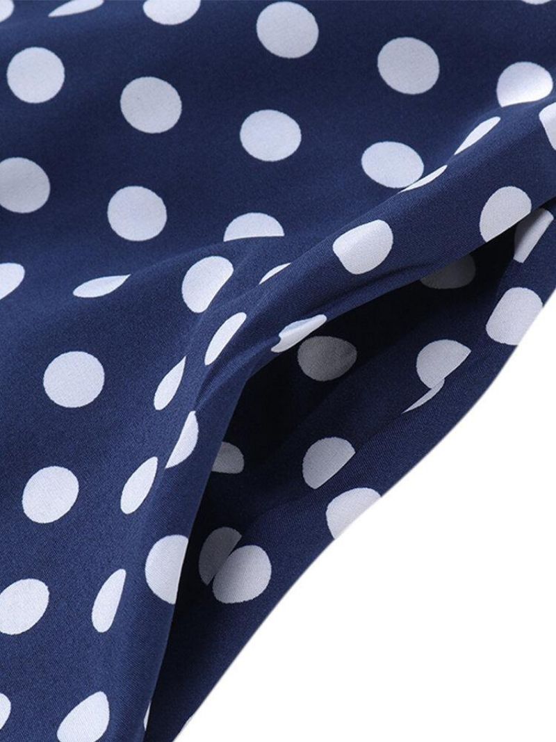 Kvinder Polka Dot Print Løse Store Swing Sidelommer Casual Lang Nederdel