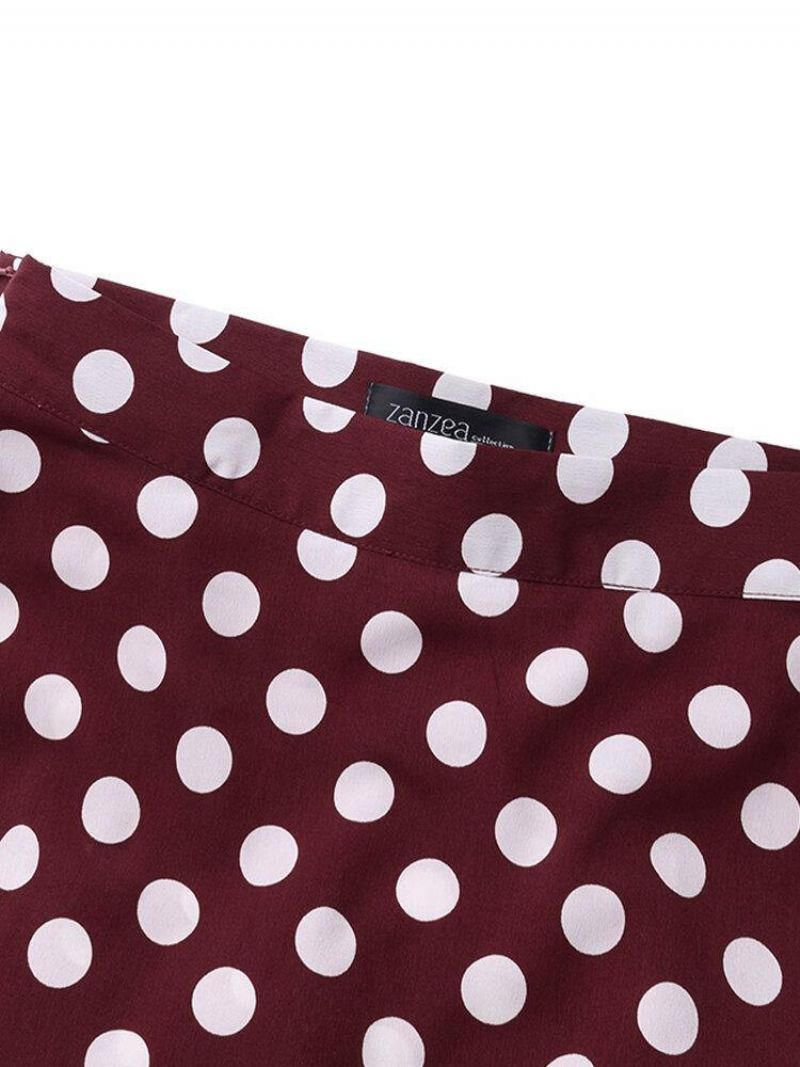 Polka Dot Print Højtaljet Sidelynlås Elegante Løse Maxi-Nederdele