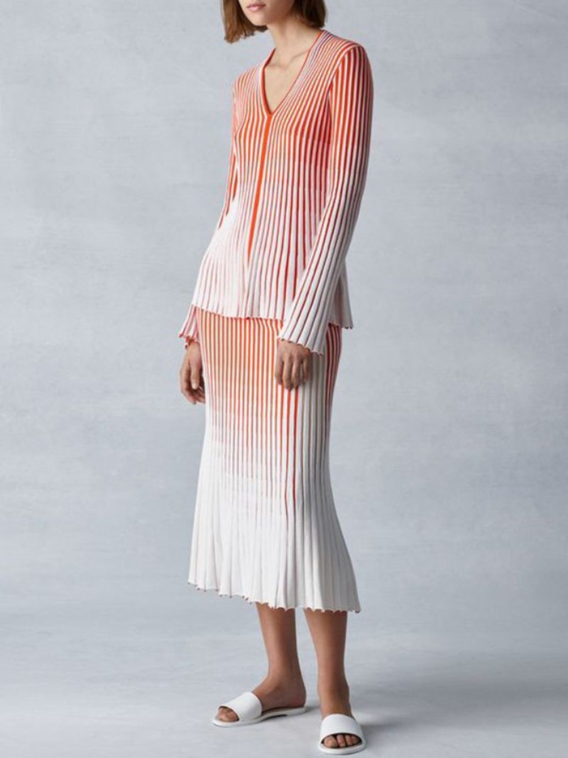 Urban Striped Colour Block Midi-Nederdeltrøje