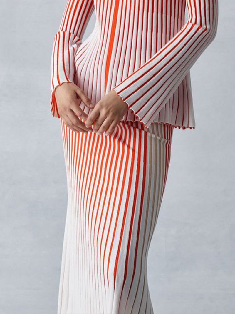 Urban Striped Colour Block Midi-Nederdeltrøje