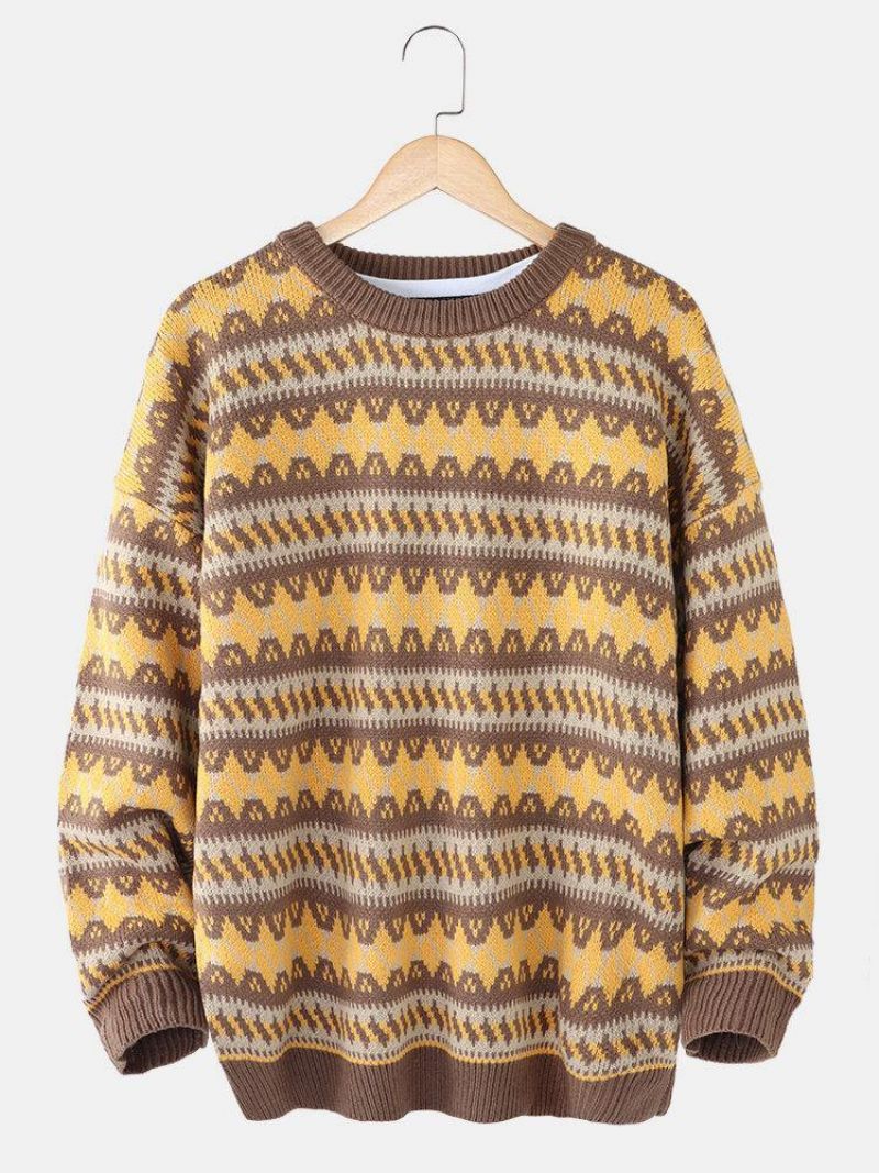 Herre Grafik Strikket Warm Drop Shoulder Pullover Casual Trøjer