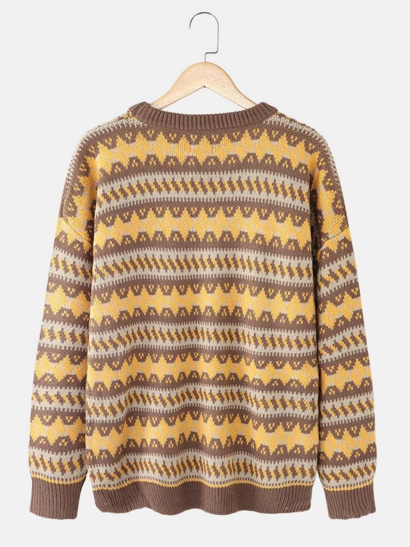 Herre Grafik Strikket Warm Drop Shoulder Pullover Casual Trøjer