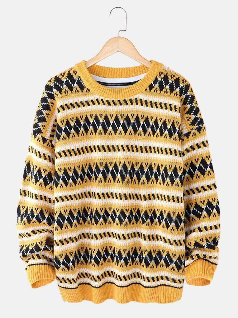 Herre Grafik Strikket Warm Drop Shoulder Pullover Casual Trøjer