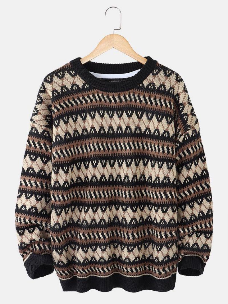 Herre Grafik Strikket Warm Drop Shoulder Pullover Casual Trøjer