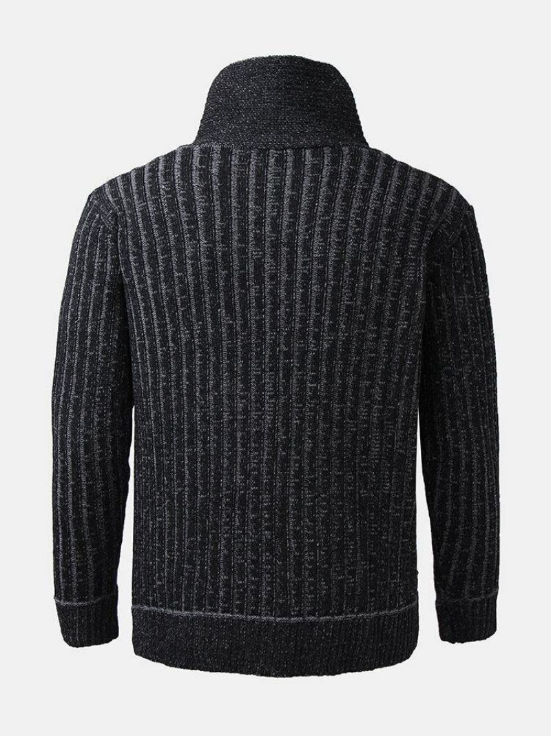 Mænds Grafik Strikket Tekstur Høj Hals Varm Pullover Sweatere