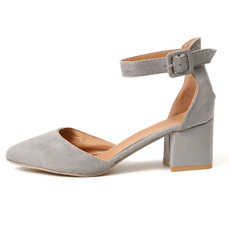 Stor Størrelse Kvinder Chunky Heel Ankel Strap Pumps