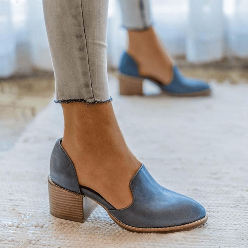 Us Størrelse 5-11 Chunky Heel Pumps Casual Slip-On Sko