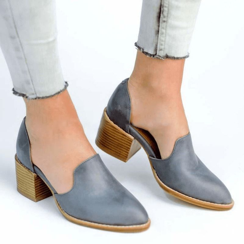 Us Størrelse 5-11 Chunky Heel Pumps Casual Slip-On Sko