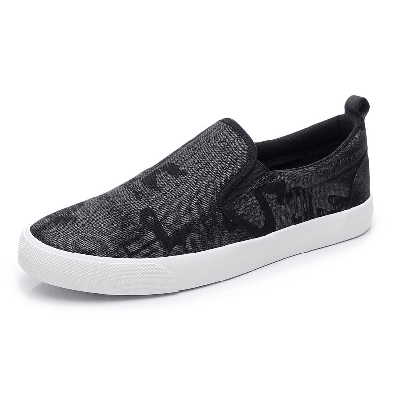 Mænd Canvas Åndbar Slip On Comfy Casual Court Flat Shoes