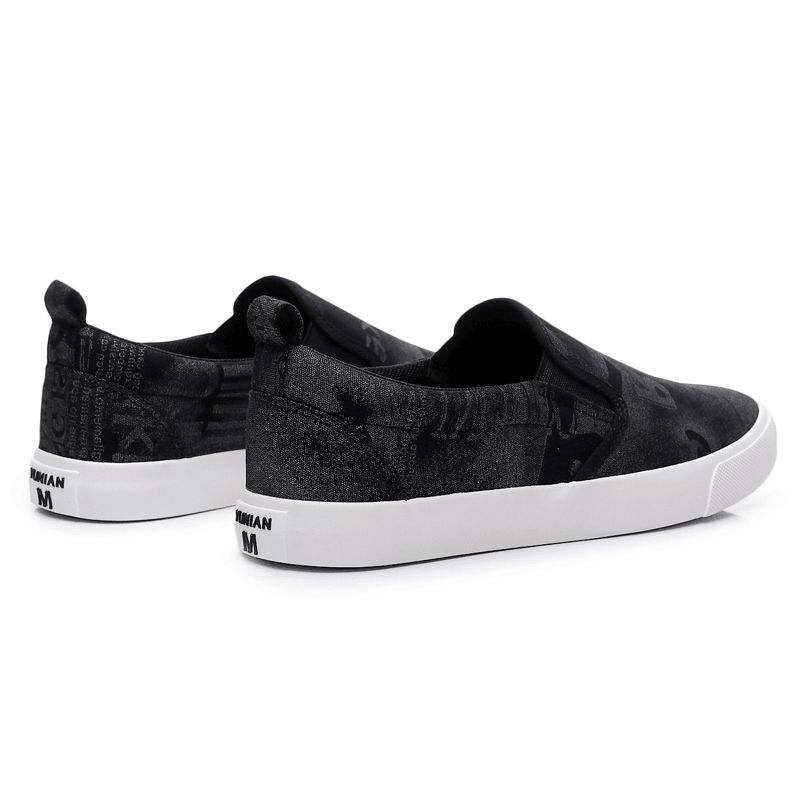 Mænd Canvas Åndbar Slip On Comfy Casual Court Flat Shoes