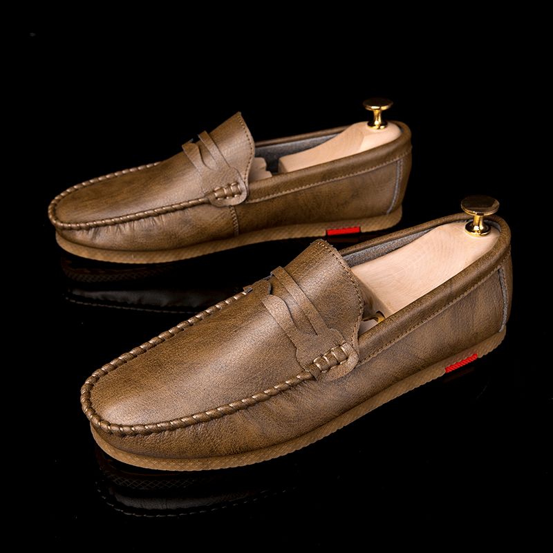 Mænd Microfiber Åndbar Behagelig Bund Slip On Driving Loafers Casual Lædersko