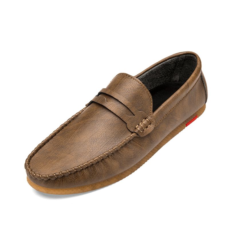 Mænd Microfiber Åndbar Behagelig Bund Slip On Driving Loafers Casual Lædersko