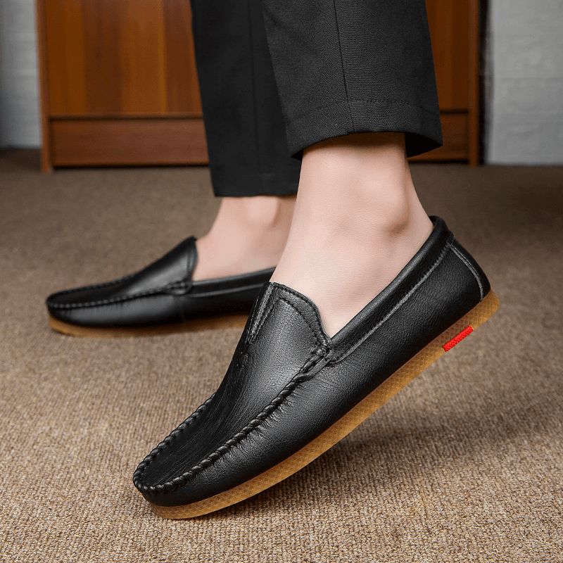 Mænd Microfiber Åndbar Komfortabel Bund Slip On Driving Casual Læder Loafers Sko