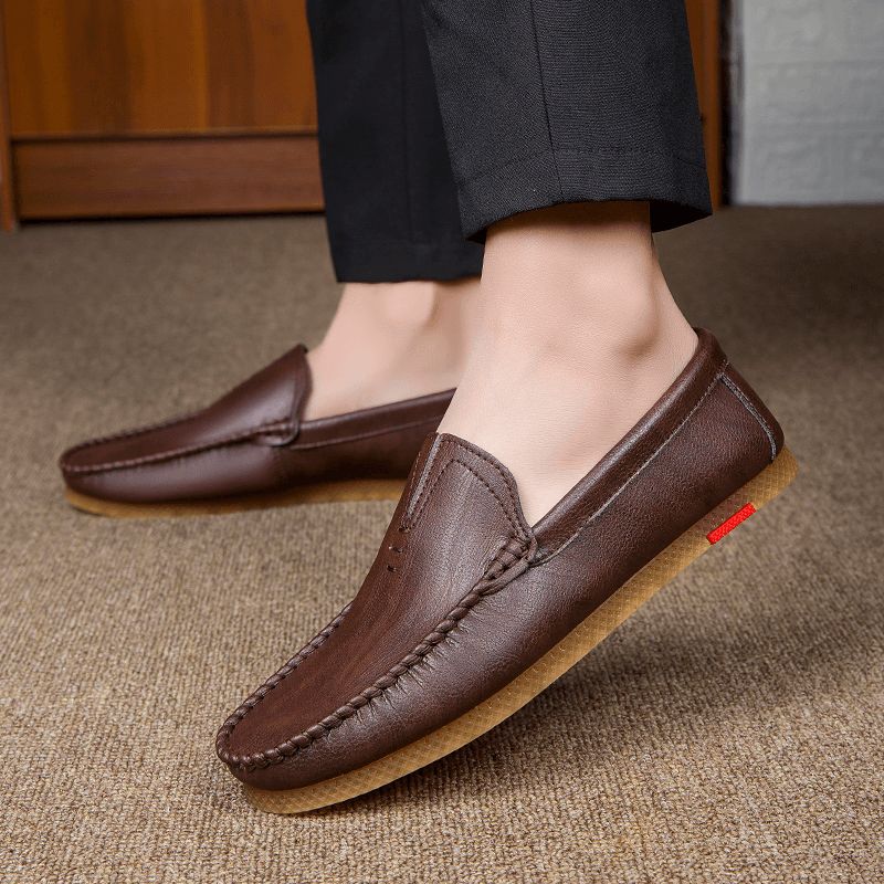 Mænd Microfiber Åndbar Komfortabel Bund Slip On Driving Casual Læder Loafers Sko