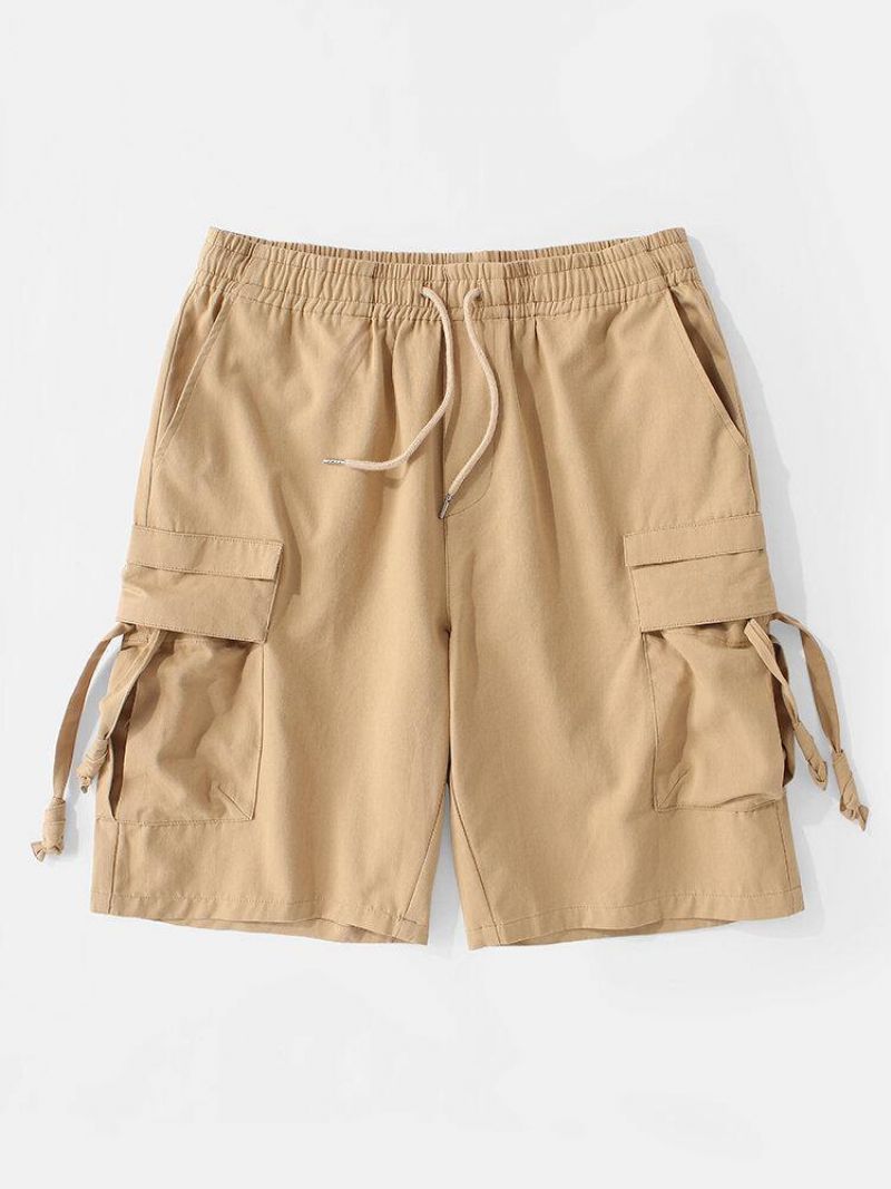 Mænds Afslappede Cargo-Shorts Med Lommer I 100 % Bomuld