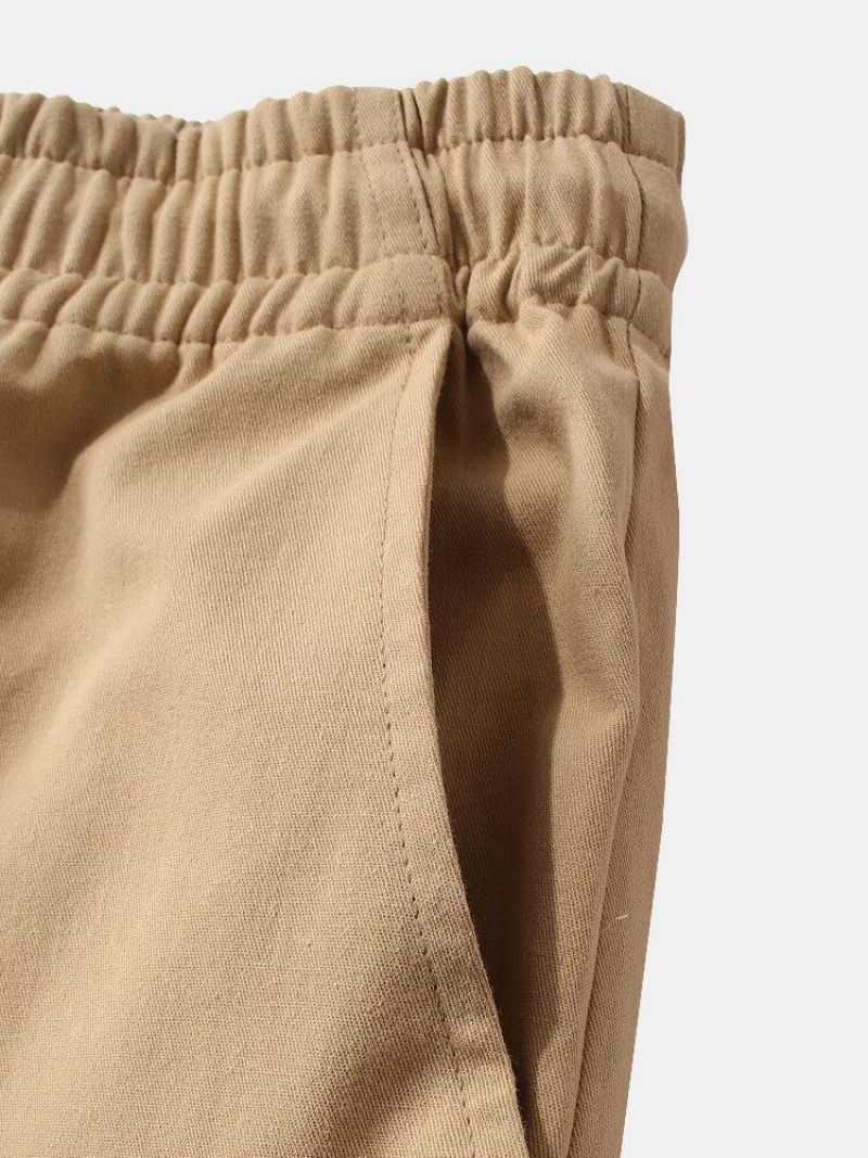 Mænds Afslappede Cargo-Shorts Med Lommer I 100 % Bomuld