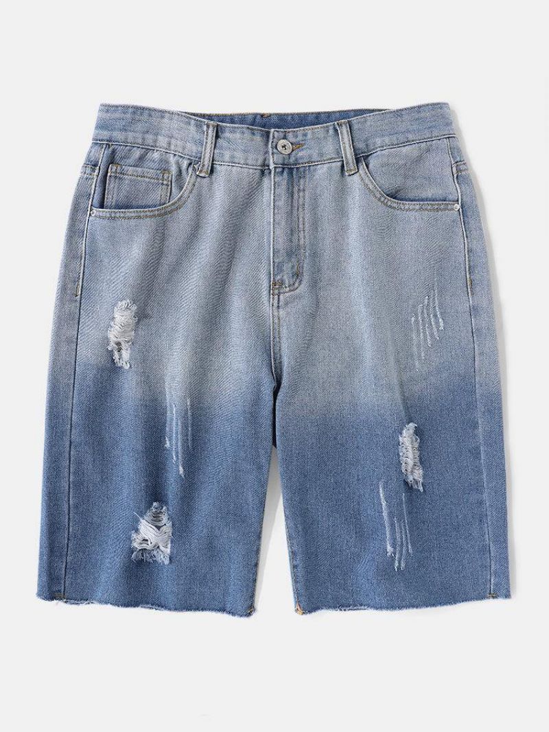 Mænds Denim Gradientlommer Løse Behagelige Afslappede Shorts