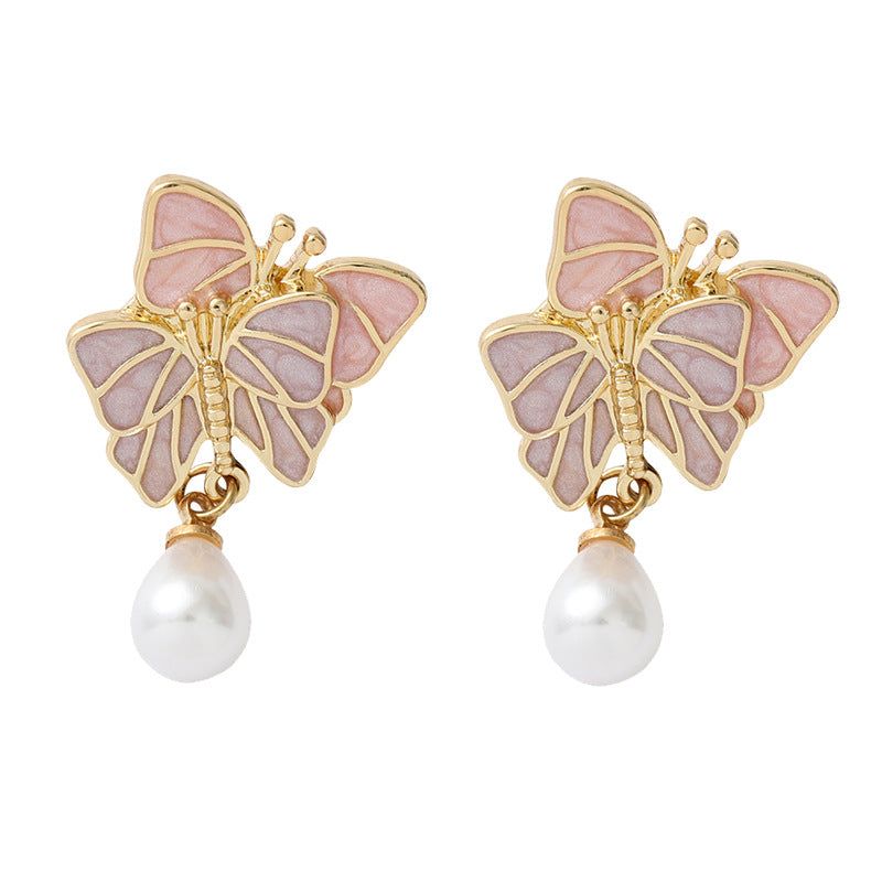 Simple Butterfly Pearl Øreringe Legering Butterfly Pearl