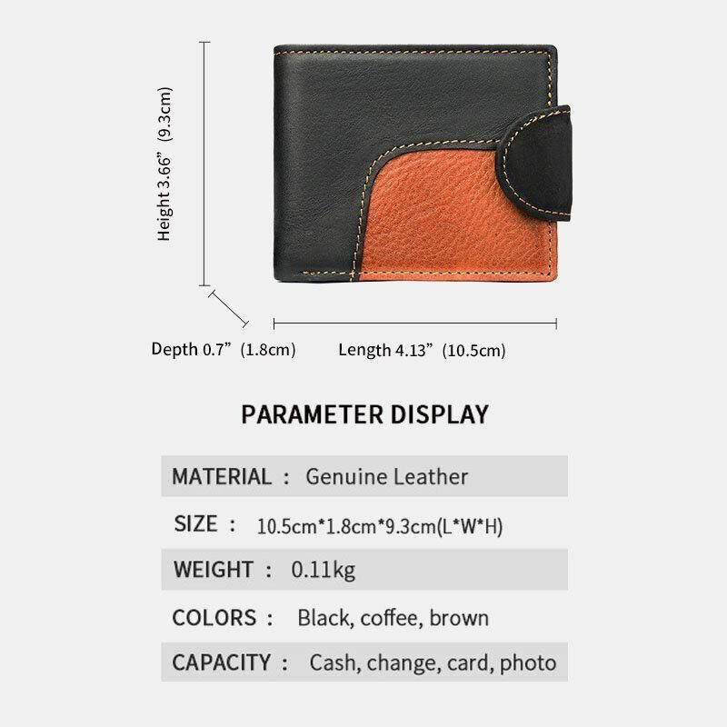 Ægte Læder Bifold Rfid Anti-Tyveri Multi-Card Slot Retro Casual Kortholder Møntpung