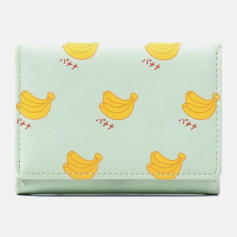 Kvinder 7 Card Slots Trifold Fruit Printed Wallet