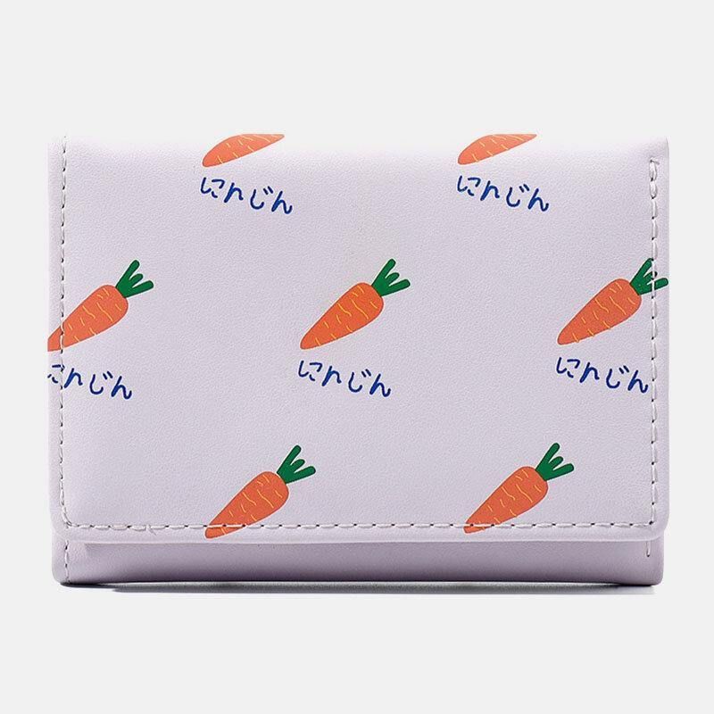 Kvinder 7 Card Slots Trifold Fruit Printed Wallet