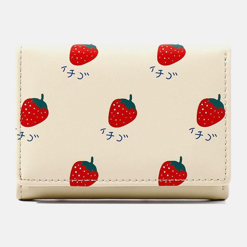 Kvinder 7 Card Slots Trifold Fruit Printed Wallet