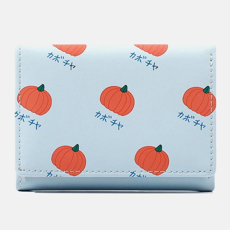 Kvinder 7 Card Slots Trifold Fruit Printed Wallet