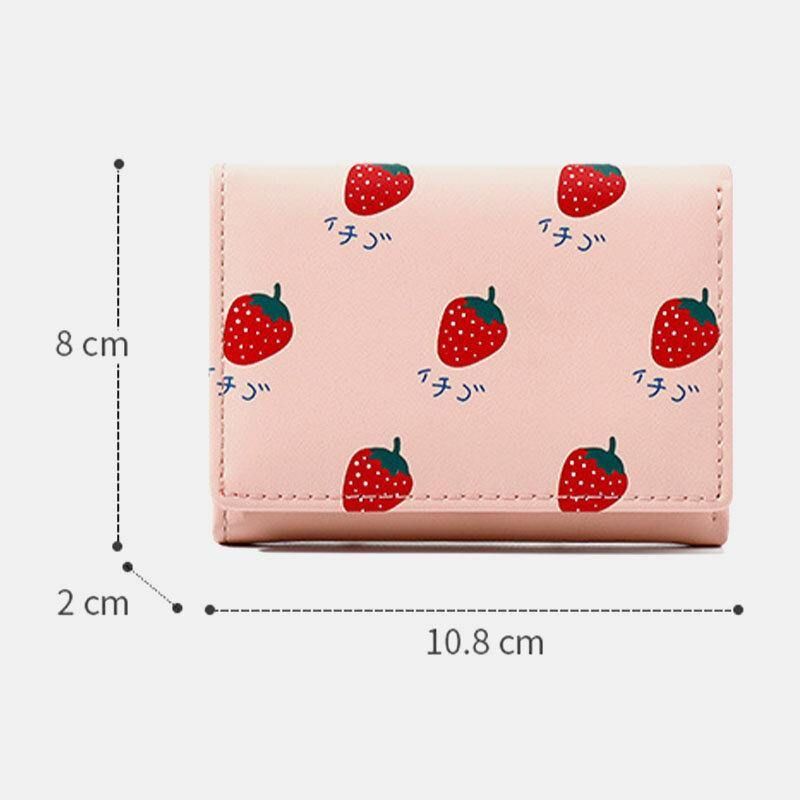 Kvinder 7 Card Slots Trifold Fruit Printed Wallet