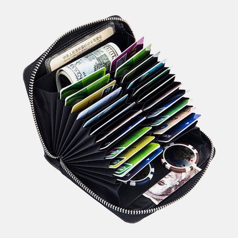 Kvinder Ægte Læder Rfid Anti-Tyveri Orgel Design Milti-Card Slot Card Bag Kortholder Pung