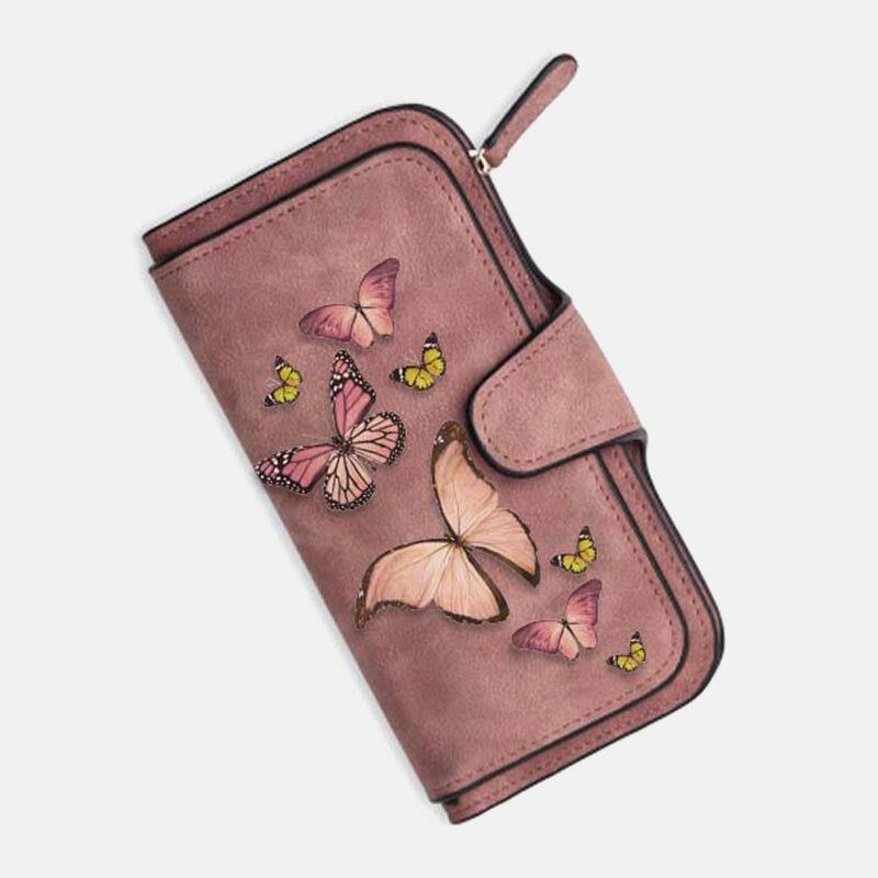 Kvinder Butterfly Wallet Pung 14 Card Slot Telefontaske