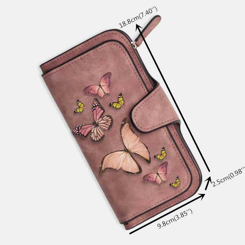 Kvinder Butterfly Wallet Pung 14 Card Slot Telefontaske