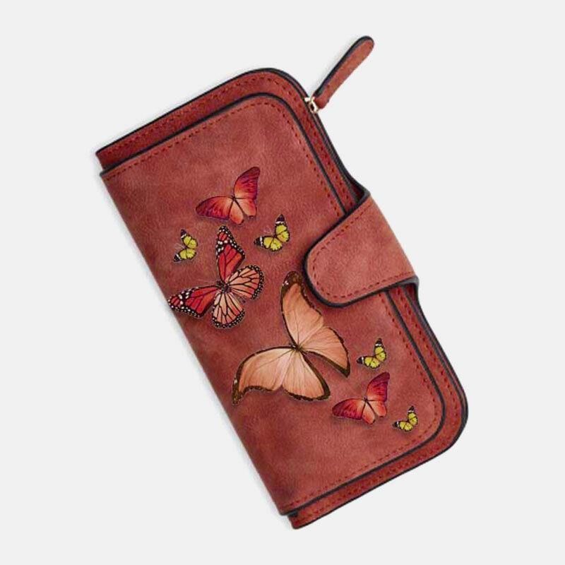 Kvinder Butterfly Wallet Pung 14 Card Slot Telefontaske