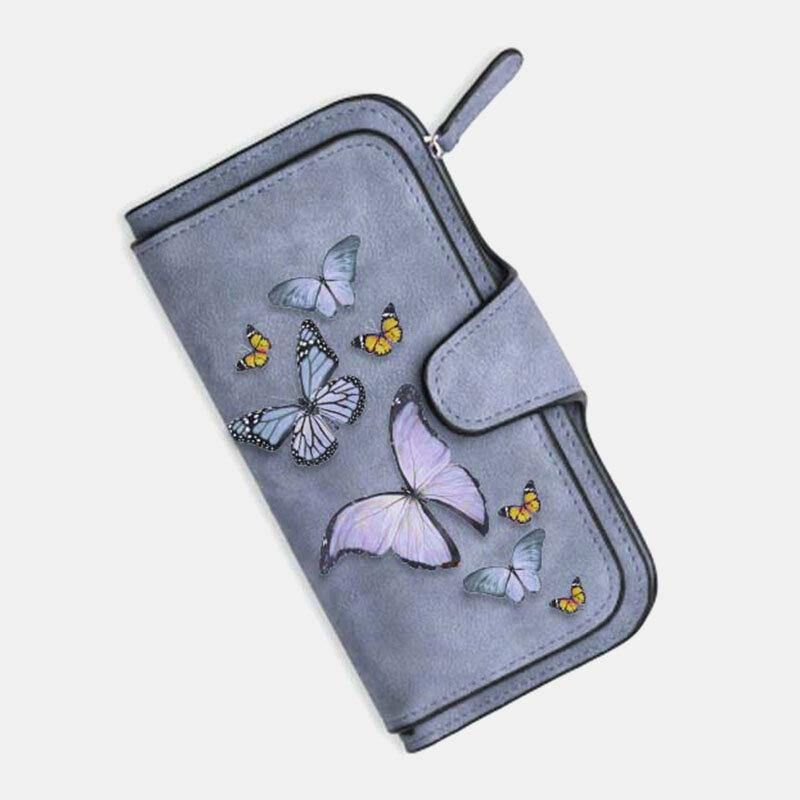 Kvinder Butterfly Wallet Pung 14 Card Slot Telefontaske