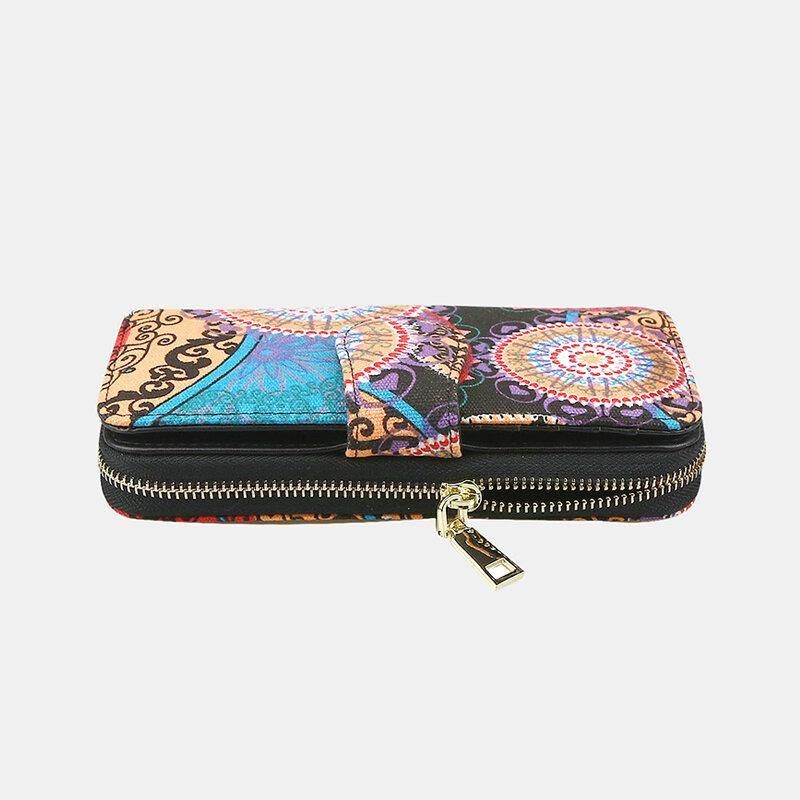 Kvinder Canvas Bohemian Style Printing Long Clutch Pung Tegnebog