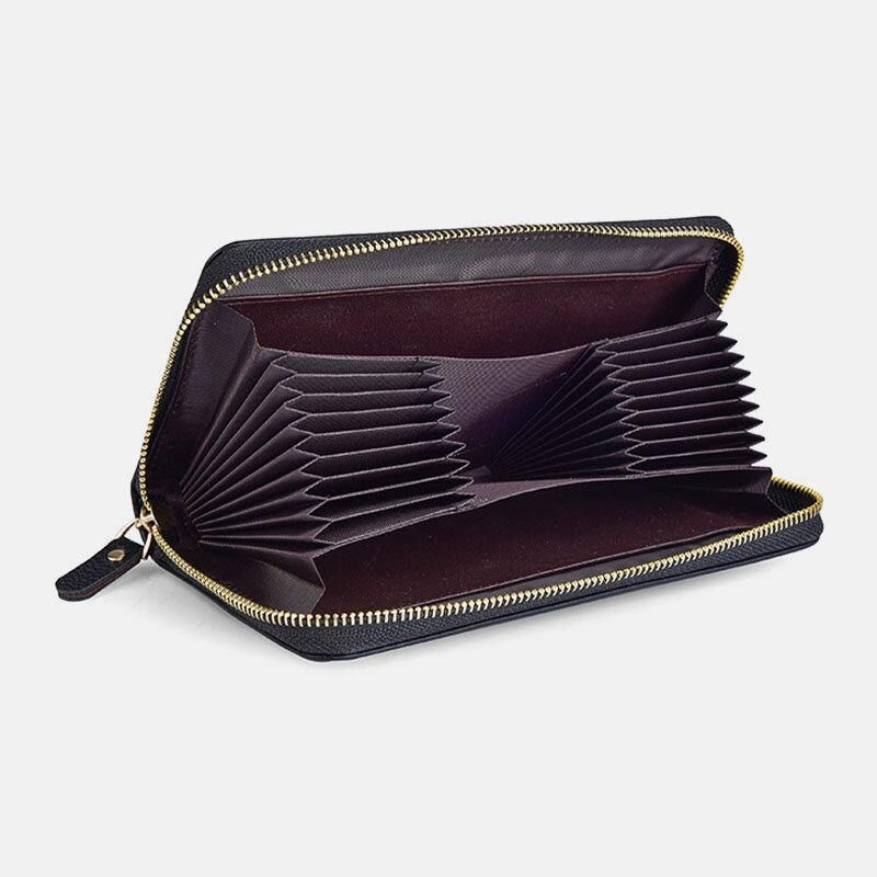 Kvinder Og Mænd Pu Læder Litchi Mønster Multi-Card Slot Aftagelig Håndledsrem Retro Mellemlængde Kortholder Clutch Tegnebøger