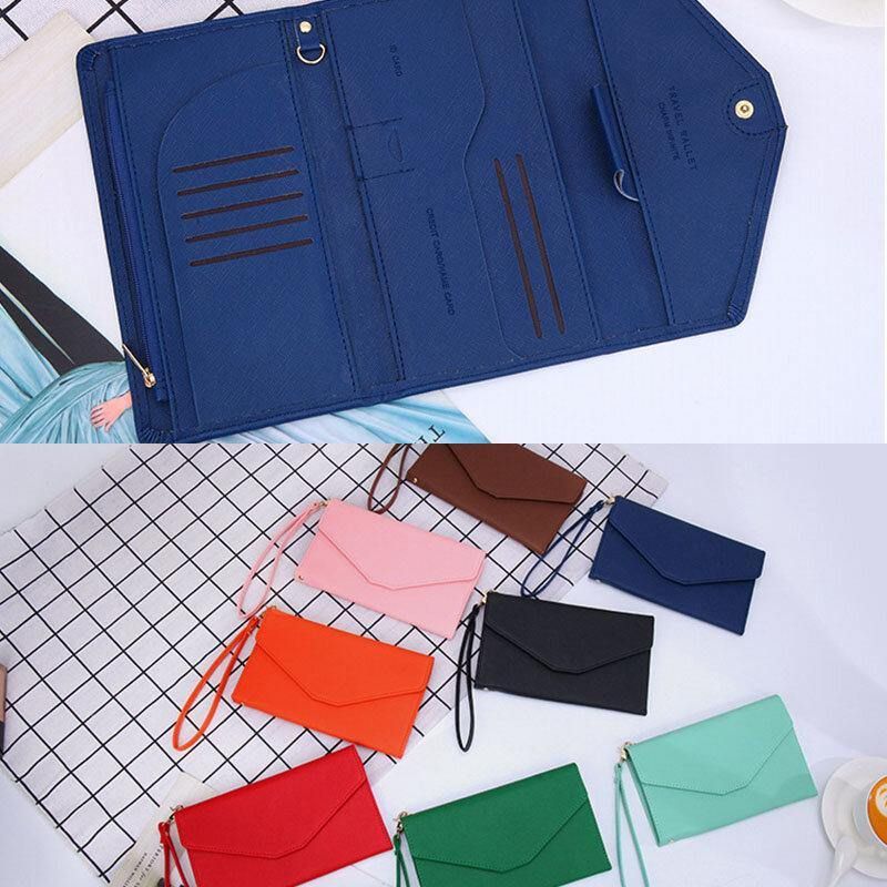 Kvinder Rfid Multifunktionel 8 Card Case Trifold Passport Business Wallet Pung