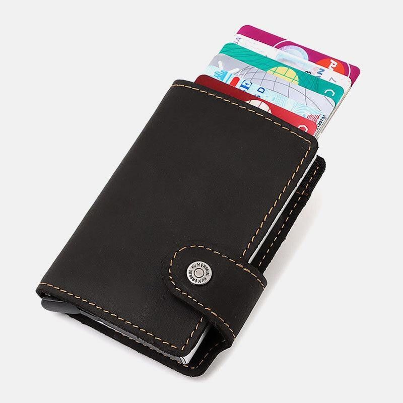 Mænd Ægte Læder Multi-Card Slot Rfid Anti-Theft Vintage Business Casual Kortholder Pengeclips Pung Pung