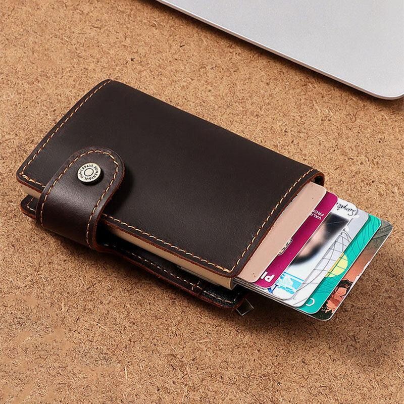 Mænd Ægte Læder Multi-Card Slot Rfid Anti-Theft Vintage Business Casual Kortholder Pengeclips Pung Pung