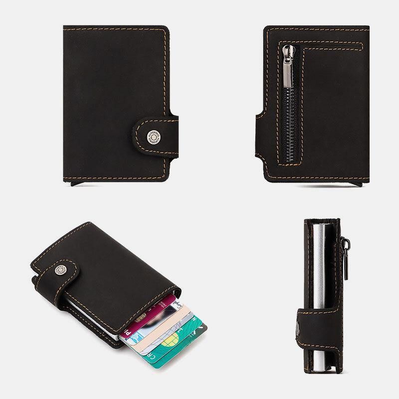 Mænd Ægte Læder Multi-Card Slot Rfid Anti-Theft Vintage Business Casual Kortholder Pengeclips Pung Pung