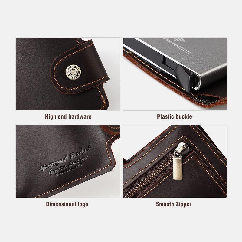 Mænd Ægte Læder Multi-Card Slot Rfid Anti-Theft Vintage Business Casual Kortholder Pengeclips Pung Pung