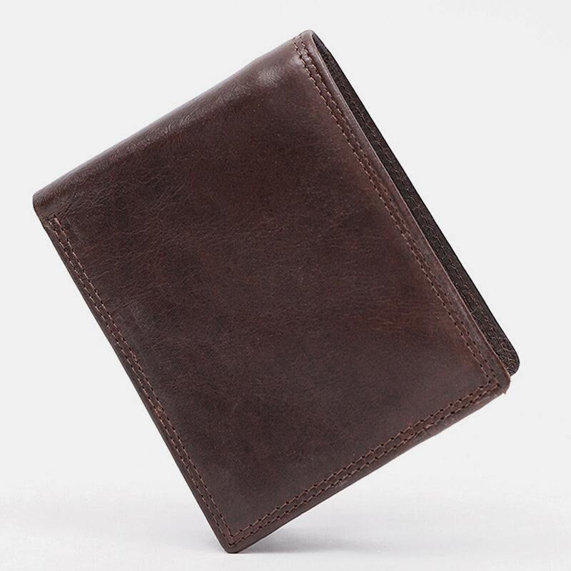 Mænd Ægte Læder Rfid Anti-Tyveri Vintage Kort Multi-Card Slot Kortholder Møntpung Bifold Penge Clip Tegnebøger