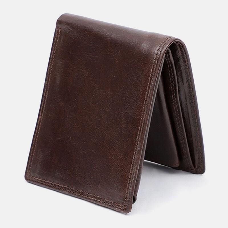 Mænd Ægte Læder Rfid Anti-Tyveri Vintage Kort Multi-Card Slot Kortholder Møntpung Bifold Penge Clip Tegnebøger