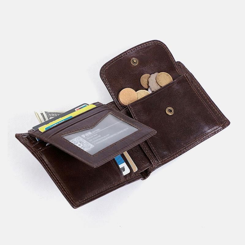 Mænd Ægte Læder Rfid Anti-Tyveri Vintage Kort Multi-Card Slot Kortholder Møntpung Bifold Penge Clip Tegnebøger