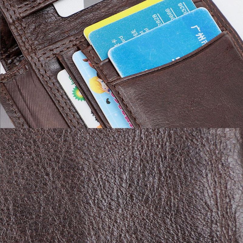 Mænd Ægte Læder Rfid Anti-Tyveri Vintage Kort Multi-Card Slot Kortholder Møntpung Bifold Penge Clip Tegnebøger