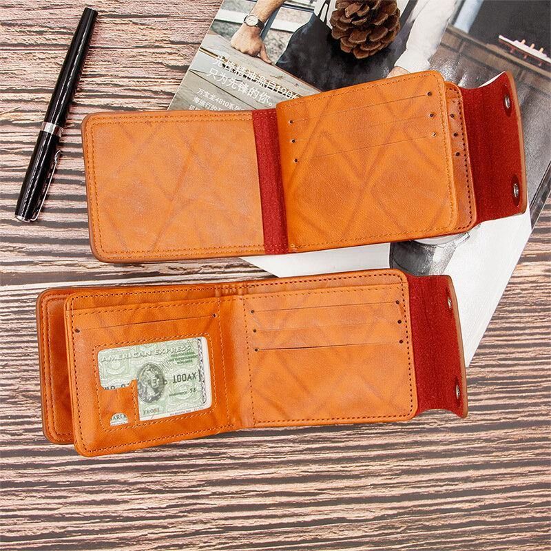 Mænd Pu Læder Dollarmønster Bifold Sort Multi-Card Slot Card Holder Møntpung Tegnebog