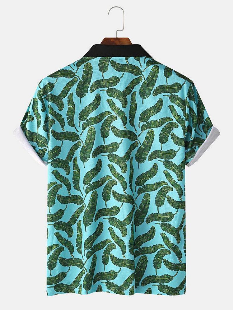 Mænd Casual Holiday Banana Leaf Print Golf Shirt