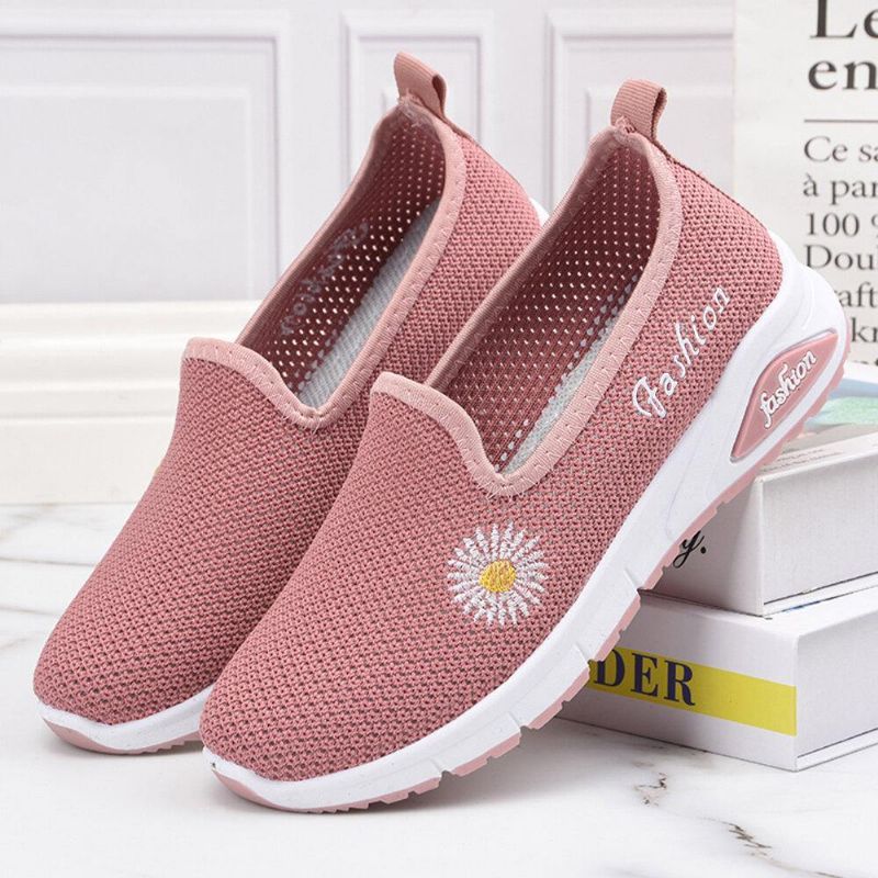 Dame Daisy Decor Mesh Comfy Åndbar Casual Slip On Sneakers