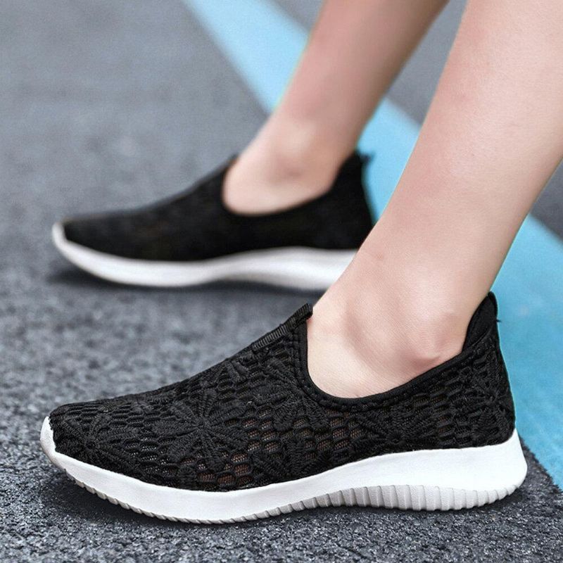 Kvinder Casual Strikket Slip On Walking Flat Sneakers