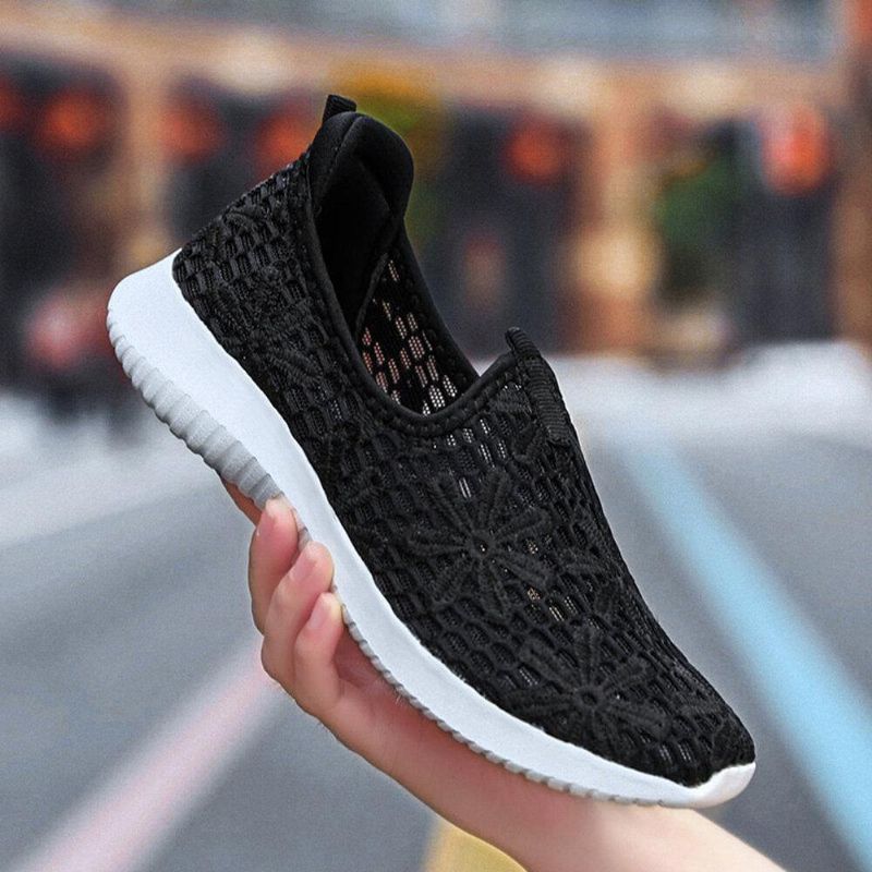 Kvinder Casual Strikket Slip On Walking Flat Sneakers